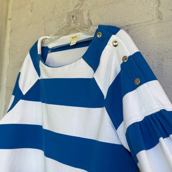 Anthropologie Maeve Blue/White French Terry Sweatshirt Size Medium - Picture 5 of 16